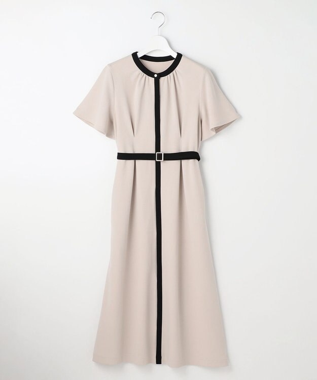 ANY SIS L バイカラー ワンピース ベージュ×ブラック