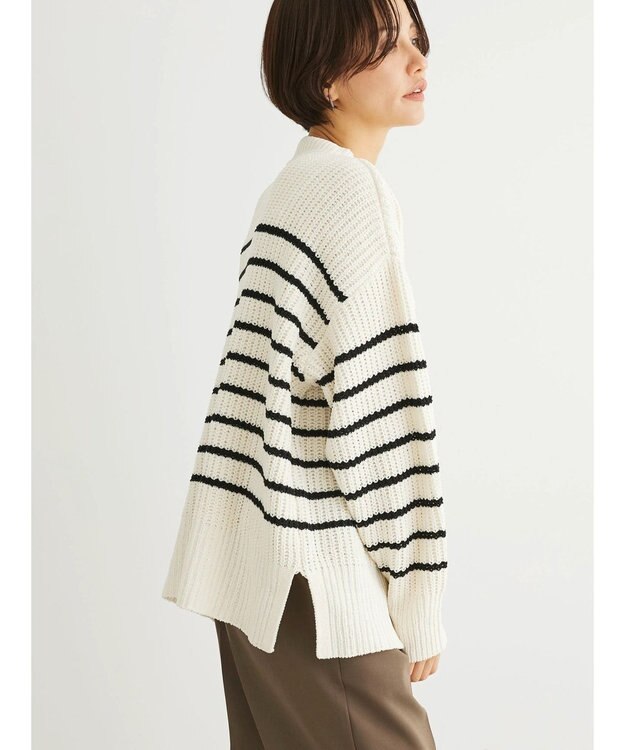 Green Parks ｍｏｋｏモール畦編みモックネックプルオーバー Border