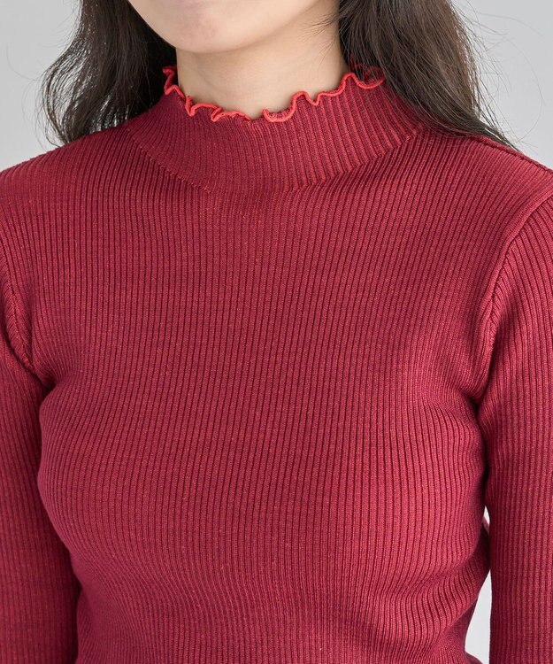 Green Parks ・ＡＮＤＳＥＡＲＣＨ　メランジリブハイネックニット Red