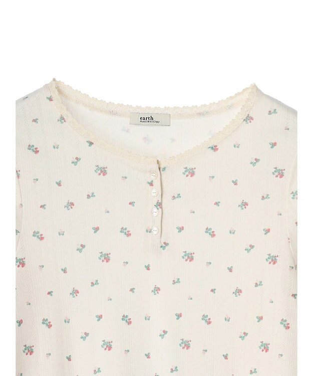 earth music&ecology アイレットジャガードタイトプルオーバー Red