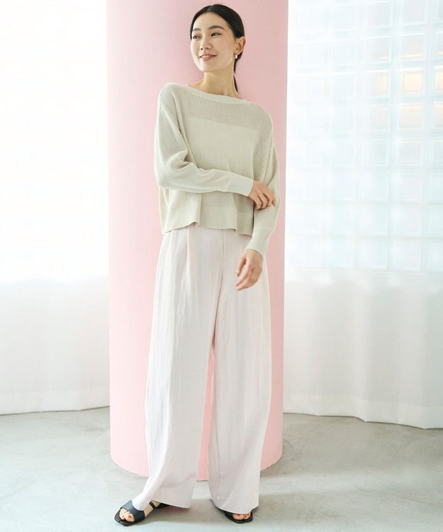 UNFILO L メッシュ クロップドニット ベージュ