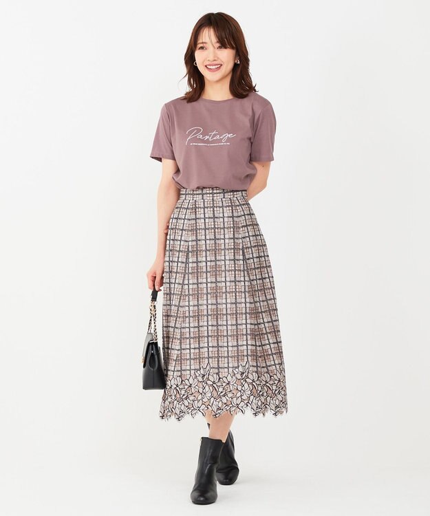 ANY SIS S ロゴ刺繍 Tシャツ モカピンク