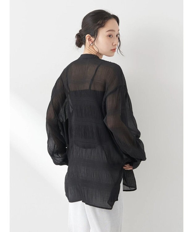 earth music&ecology クシュクシュシアーシャツ Black