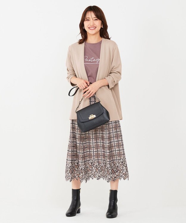 ANY SIS S ロゴ刺繍 Tシャツ モカピンク