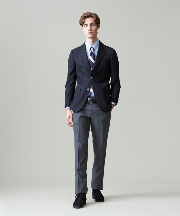 J.PRESS MEN 【KING SIZE】【ウォッシャブル可】トリートメントウール ストレッチフランネル スラックス ライトグレー系