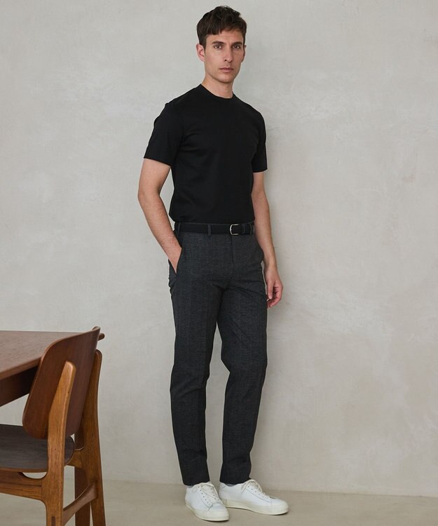 GOTAIRIKU 仕事で着られる綿100%【クルー以上モック未満】カバーネック DRESS Tシャツ(25年モデル) ブラック系