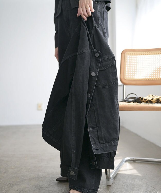 woadblue NOERIE -ノエリエ- / ノーカラーデニムジャケット BLACK