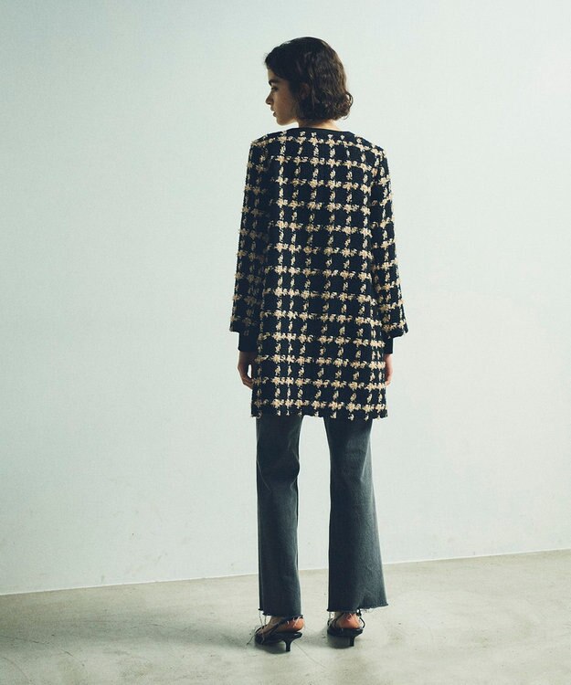 GRACE CONTINENTAL フェザーチェックツイードコート ベージュ