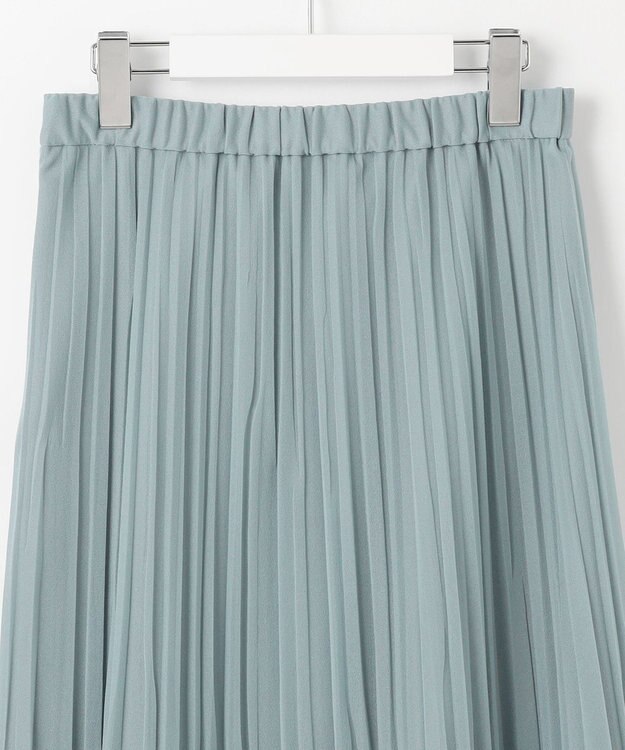 J.PRESS LADIES L 【洗える】オーガンジートリコット プリーツ スカート スモーキーサックス系