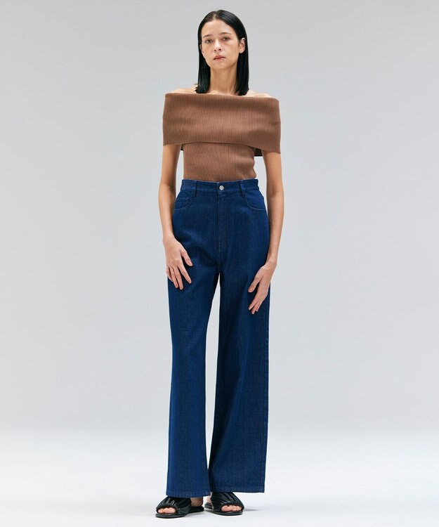 BEIGE， 【洗える】BRERA / オフショルダーストレッチリブニット Brown