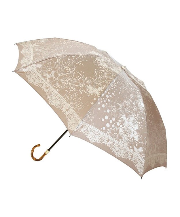 槇田商店 Kirie ドットフラワー モカブラウン 折りたたみ傘 中茶