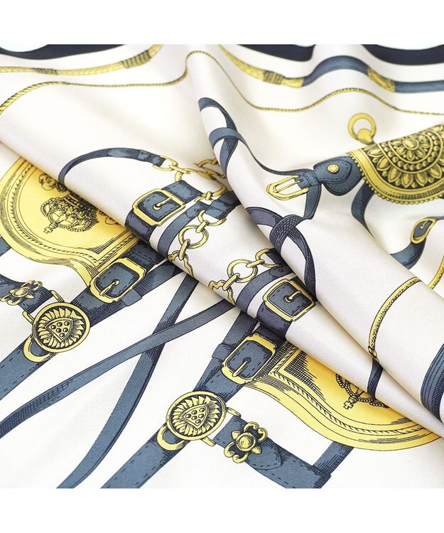 Marca 【 Marcaオリジナル】馬具と鞭 菱形スカーフ シルクツイル ブラック