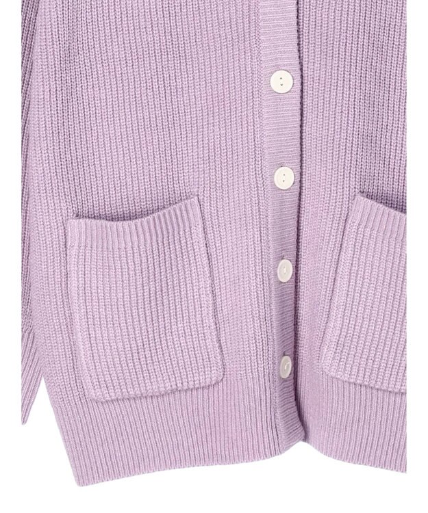 earth music&ecology アンチピリング畦Ｖネックカーディガン Lavender