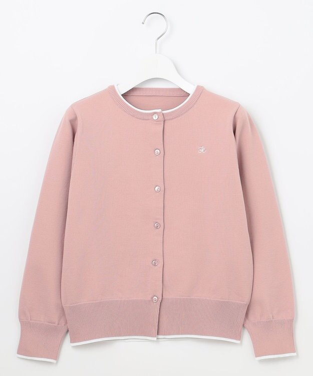 Feroux ロゴ刺繍ニット カーディガン ピンク系