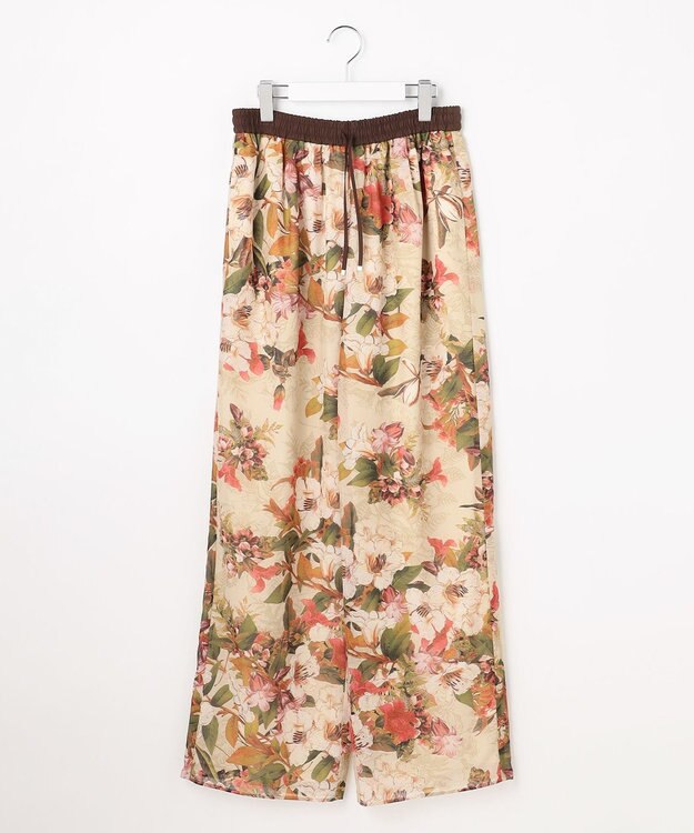 自由区 ボタニカルプリントドロスト パンツ ライトベージュ系