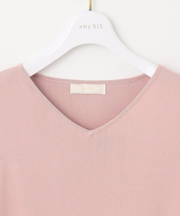 ANY SIS 【洗える】シアースリーブコンビ ニット シェルピンク