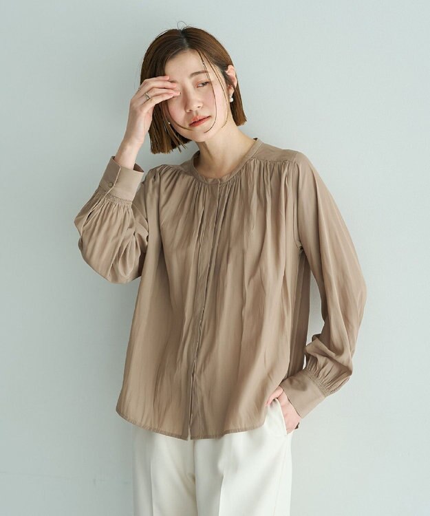 YECCA VECCA ギャザーブラウス Beige