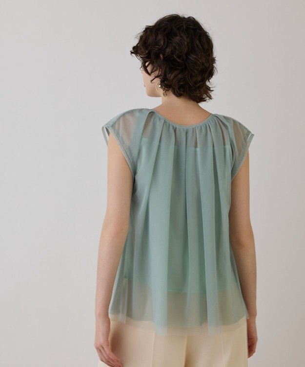 GRACE CONTINENTAL チュールタックノースリーブ ライトグリーン