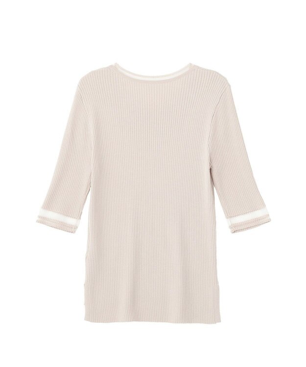 YECCA VECCA シアーMIX5分袖ニット Gray Beige