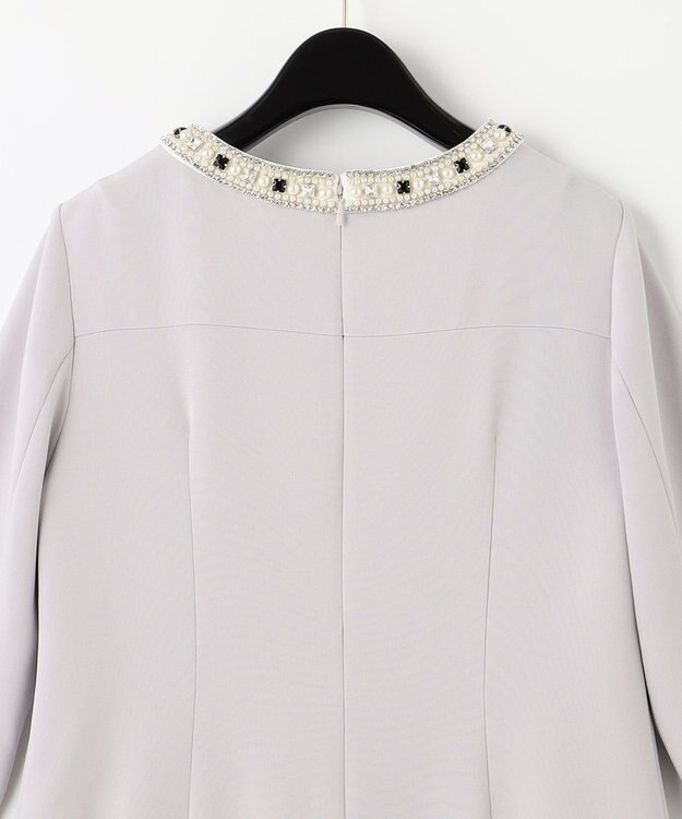 GRACE CONTINENTAL バイカラービジューワンピース グレー