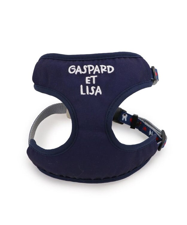 PET PARADISE リサとガスパール マスコット付きハーネス 《ハート柄》 Ｓ ネイビー