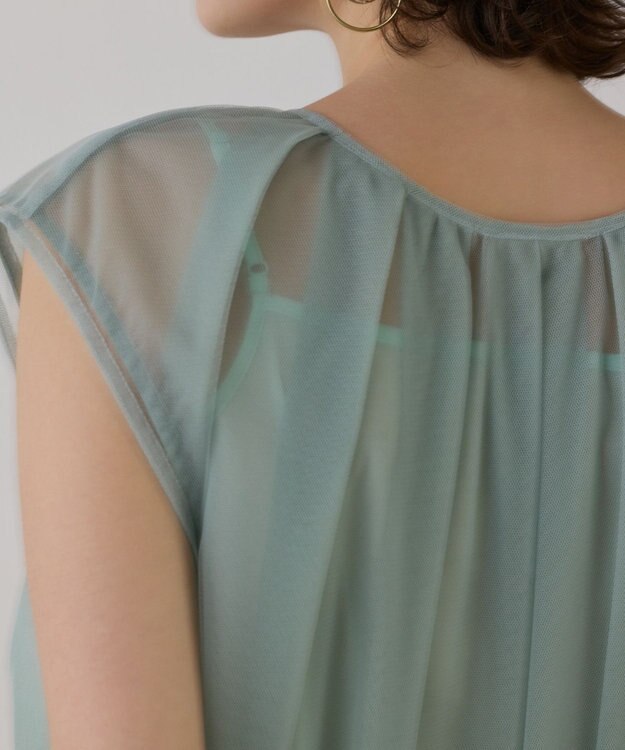 GRACE CONTINENTAL チュールタックノースリーブ ライトグリーン
