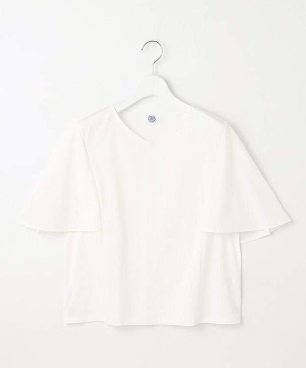 J.PRESS LADIES 【洗える・接触冷感】プレーティングジャージー ケープ風 カットソー ホワイト系