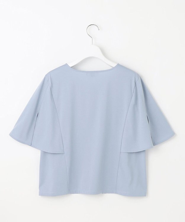 J.PRESS LADIES 【洗える・接触冷感】プレーティングジャージー ケープ風 カットソー スモーキーブルー系