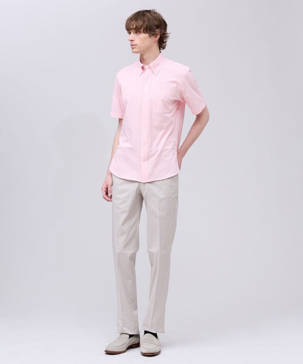 J.PRESS MEN 【吸水速乾 / 抗菌防臭 / 遮熱 / 防シワ】【J.PRESS OXFORD JERSEY】カノコインレイ半袖 シャツ / B.D. ピンク系