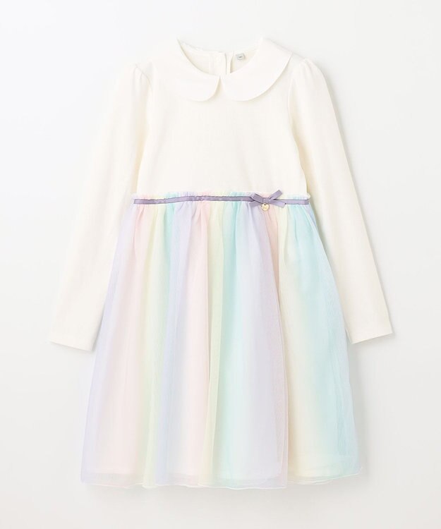 ANY KIDS 花柄ドッキングチュールワンピース レインボー
