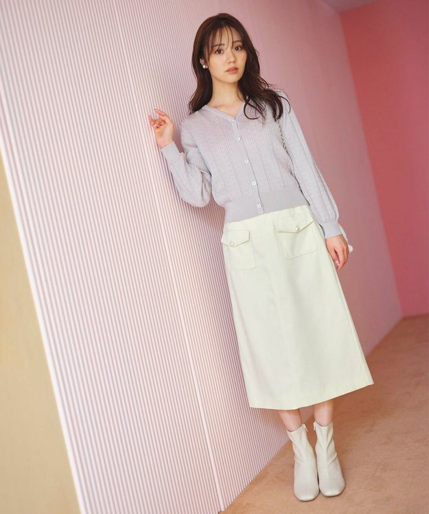 Feroux 【洗える】ビジューボタン カーディガン ピンク系