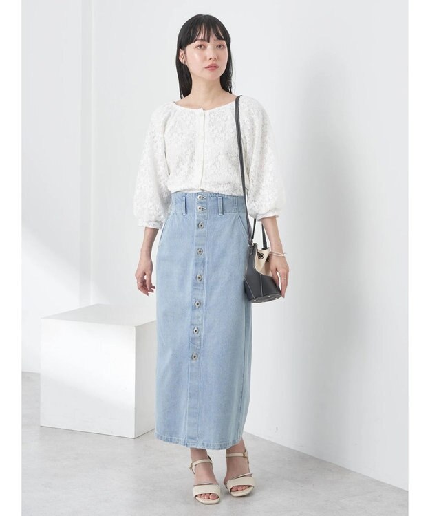 earth music&ecology フラワーレースブラウス Ivory