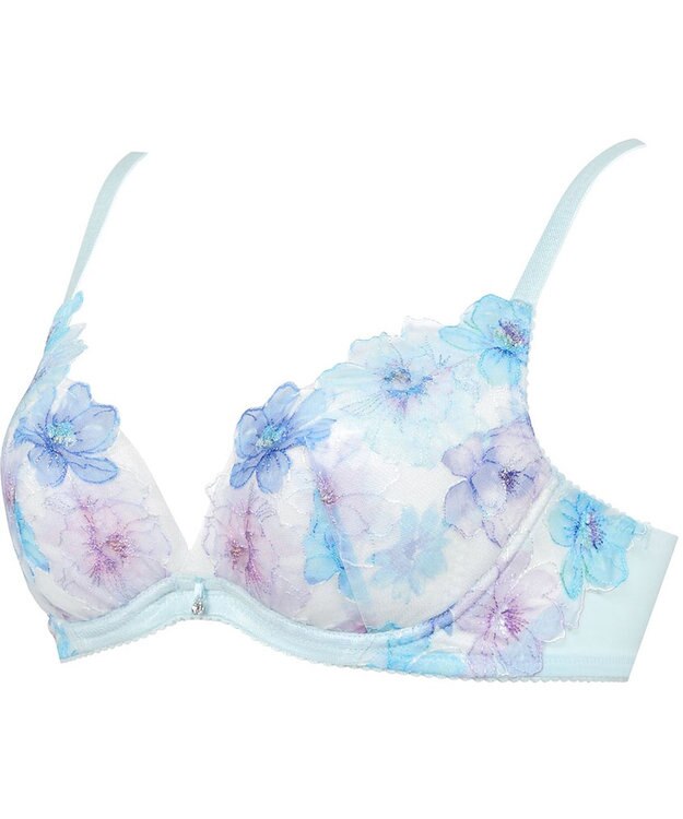 WACOAL 【夏めくブラ】 ブラジャー メッシュ素材(カップ) 吸汗速乾(肌側カップサイド・パッド受け・ワイヤーループ) 背中すっきり レディース BRB465 /ワコール サックス