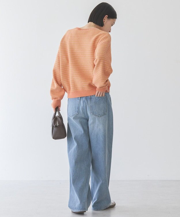 AMERICAN HOLIC Ｍｉｘ編み地ニットプルオーバー Orange