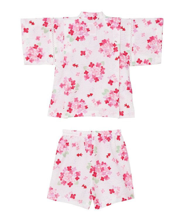 MIKI HOUSE HOT BISCUITS 【ミキハウス】【80-150cm】 アジサイ柄甚平スーツ 白