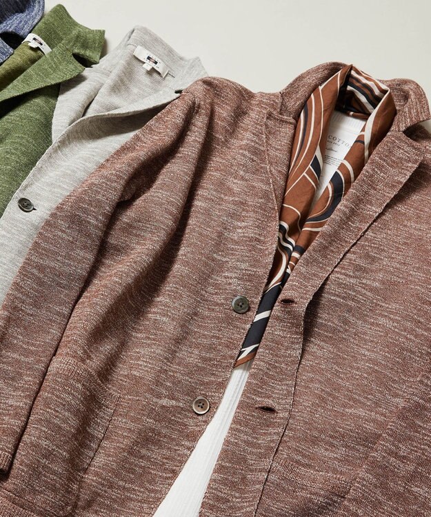 JOSEPH ABBOUD 【サスティナブル】スラブギマ カーディガン ブラウン系