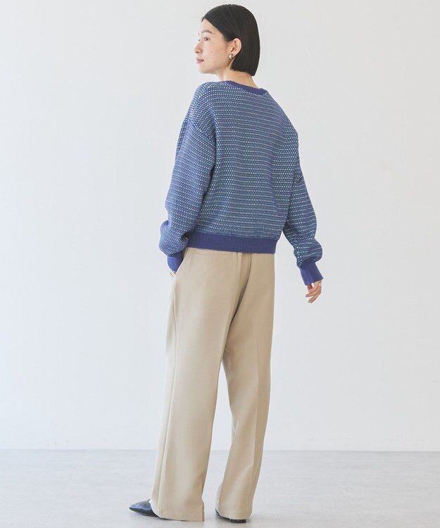 AMERICAN HOLIC Ｍｉｘ編み地ニットプルオーバー Blue