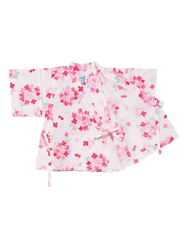 MIKI HOUSE HOT BISCUITS 【ミキハウス】【80-150cm】 アジサイ柄甚平スーツ 白