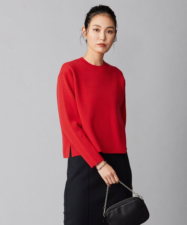 ICB 【洗える】 MIZUHIKI ニットプルオーバー レッド系