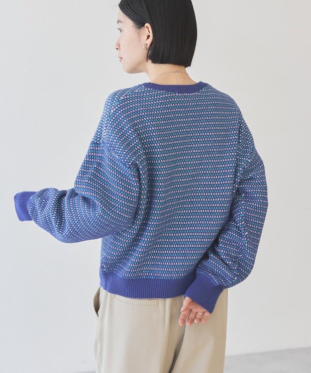 AMERICAN HOLIC Ｍｉｘ編み地ニットプルオーバー Blue