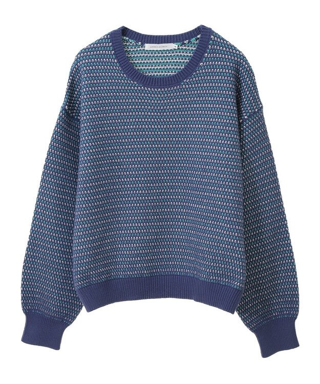 AMERICAN HOLIC Ｍｉｘ編み地ニットプルオーバー Blue