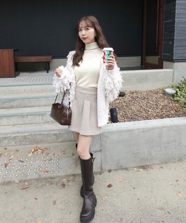 Green Parks フリンジニットカーディガン Off White