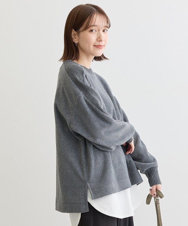Green Parks フリース袖リブドッキングプルオーバーⅡ Gray