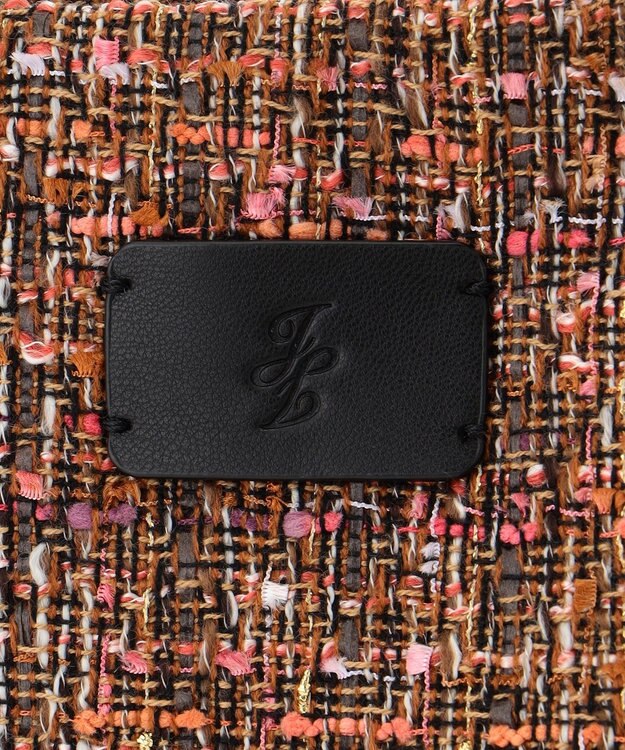 自由区 ラメノットファンシーツイードトート バッグ オレンジ系