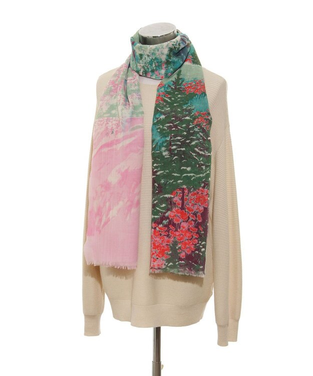 MOONBAT Hanato(ハナト) シルクウールストール ノイシュヴァンシュタイン城／幅60cm ピンク