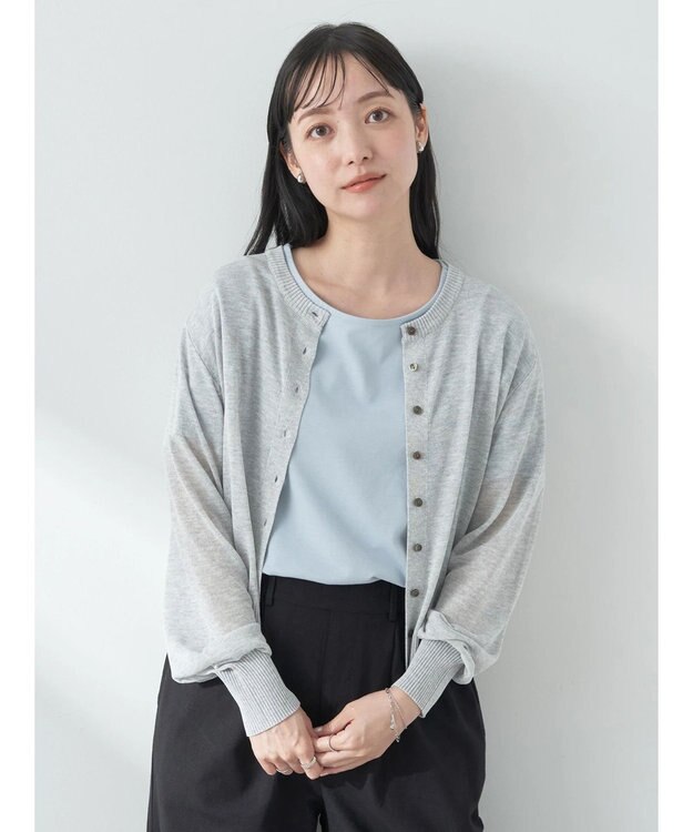 earth music&ecology シアークルーカーディガン Gray Mixture