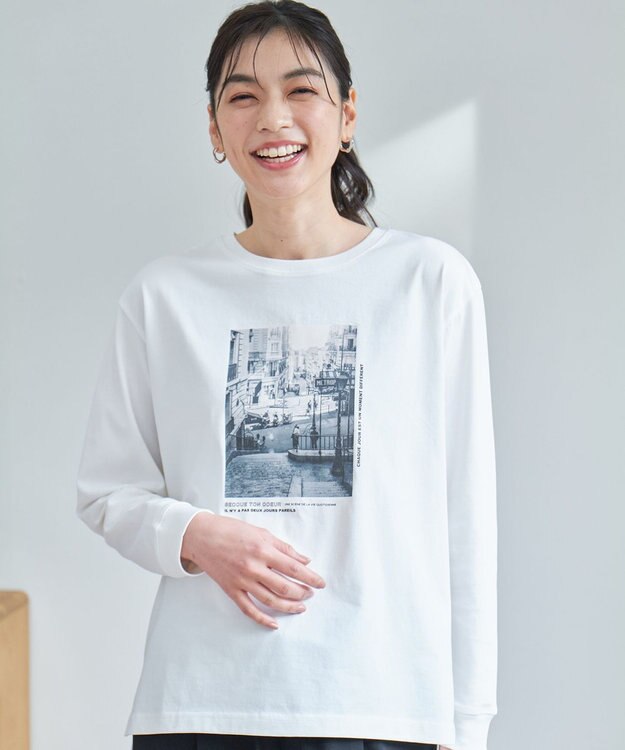 ANY L 【洗濯機可/接触冷感/UVケア】オーガビッツロングスリーブTシャツ オフ×フォト