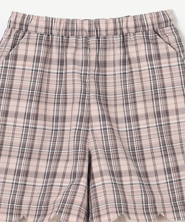 ANY KIDS 裾 スカラップ チェック パンツ ベージュ系チェック