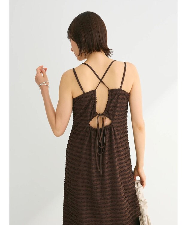 Green Parks カップ付きフリル生地キャミワンピース Brown