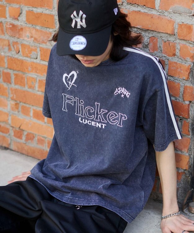 WEGO 【ユニセックス着用ITEM】スリーブラインロゴBIG　T（SS） ネイビー